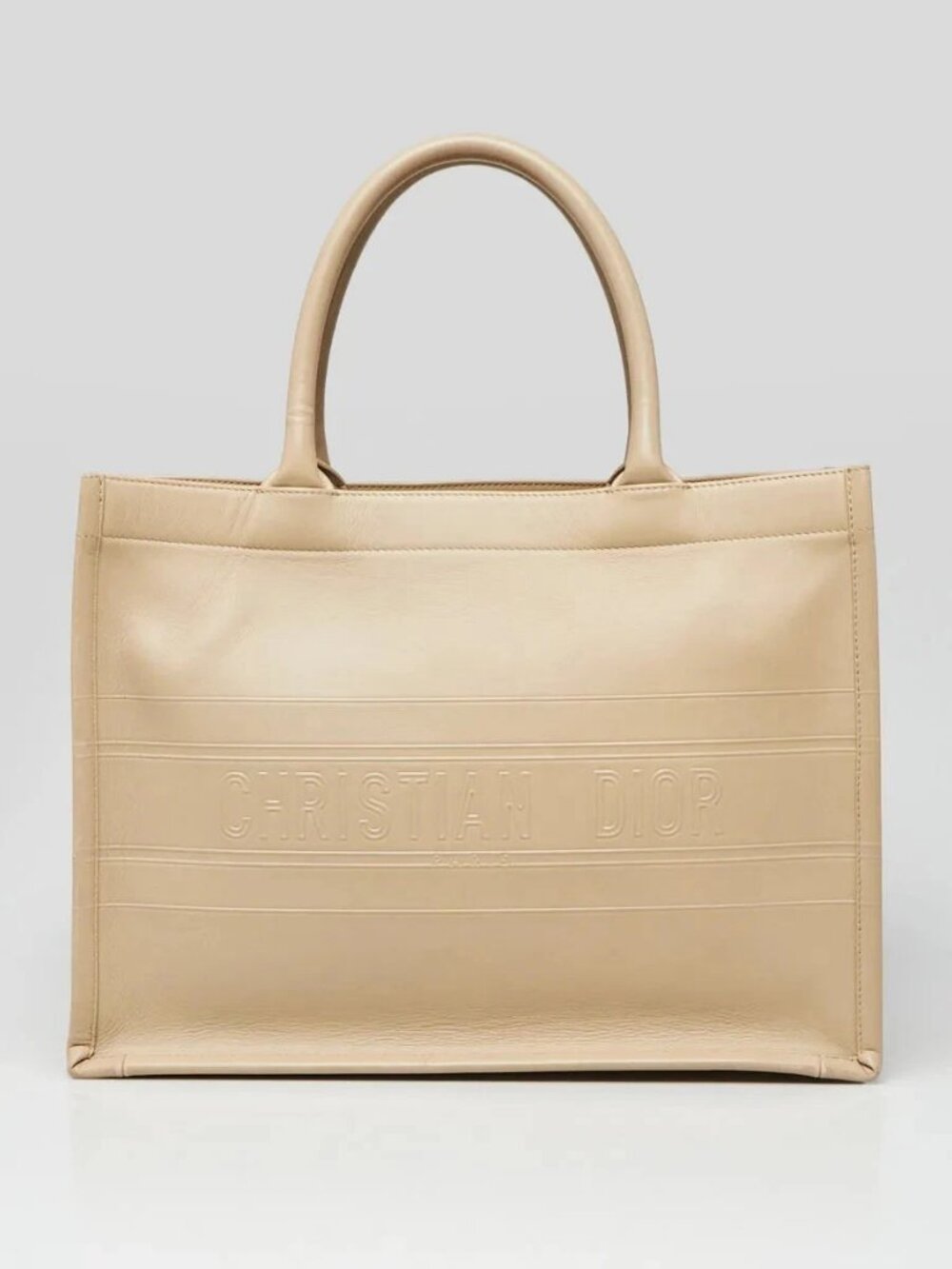 Christian Dior Beige Leather Medium Book Tote Bag